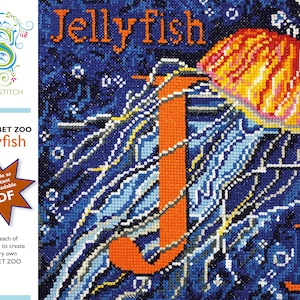 Alphabet Zoo - DIY Instant Digital Download PDF Chart - Cross-Stitch - Jellyfish