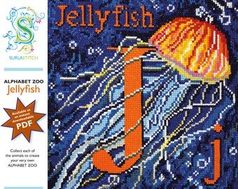 Alphabet Zoo - DIY Instant Digital Download PDF Chart - Cross-Stitch - Jellyfish