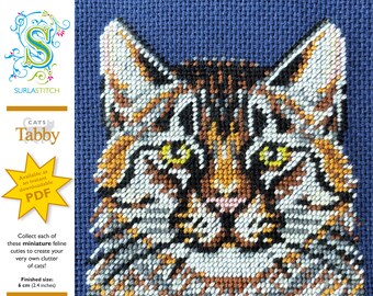 Small Cats - DIY Instant Digital Download PDF Chart - Petit-Point - Tabby