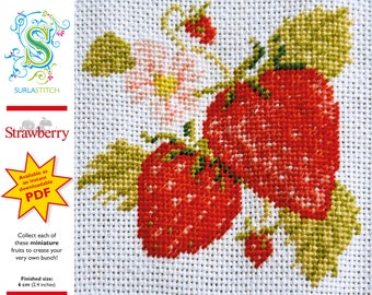 Small Fruit - DIY Instant Digital Download PDF Chart - Petit-Point - Strawberries