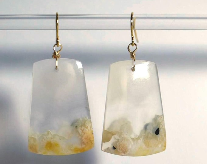 Plume Agate Drop Earrings • Gemstone Dangle Earrings • Natural Stone Jewelry