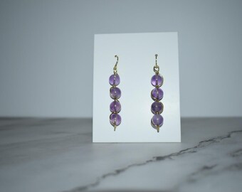 Amethyst Drop Earrings • Purple Gemstone Dangle Earrings • Natural Stone Jewelry