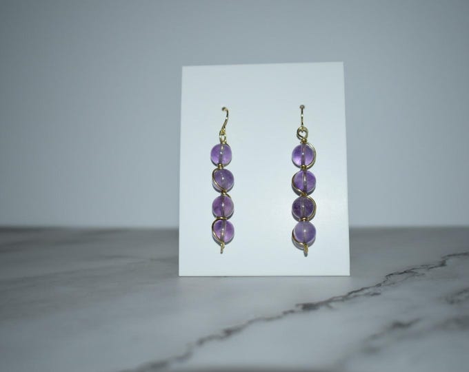Amethyst Drop Earrings • Purple Gemstone Dangle Earrings • Natural Stone Jewelry