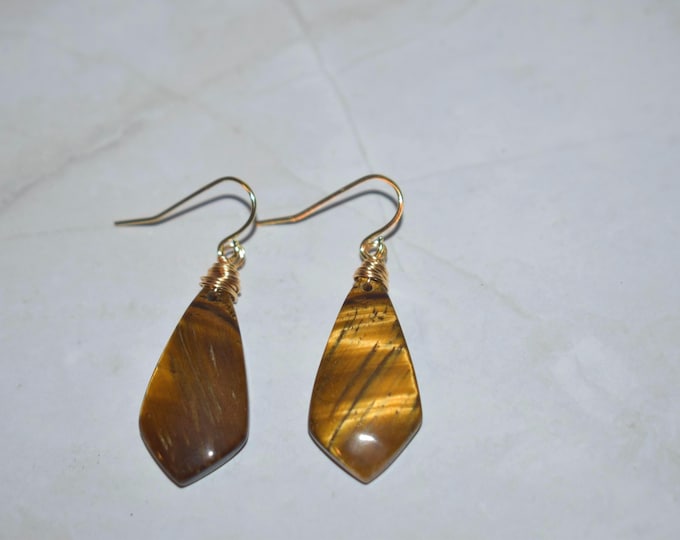 Tiger’s Eye Drop Earrings • Gemstone Dangle Earrings • Natural Stone Jewelry