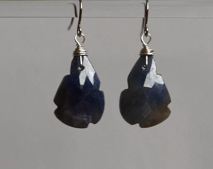 Sapphire Drop Earrings • Blue Gemstone Dangle Earrings • Natural Stone Jewelry