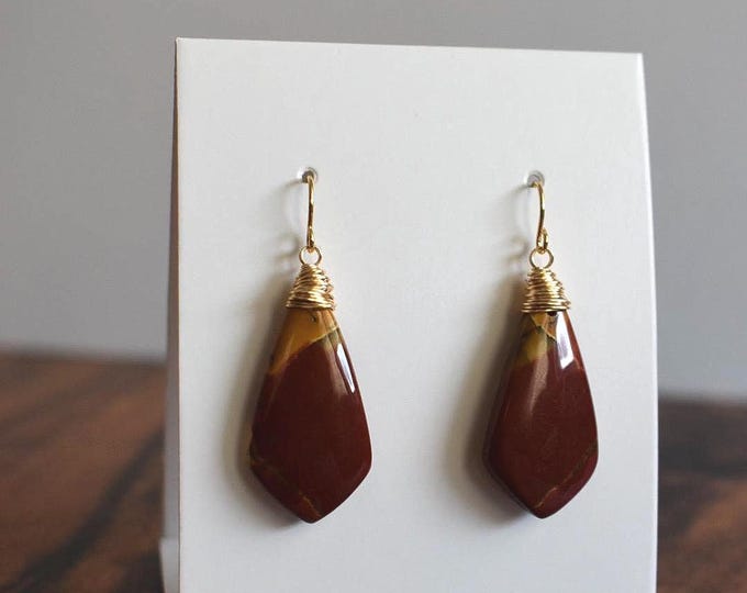 Mookaite Jasper Drop Earrings • Gemstone Dangle Earrings • Natural Stone Jewelry