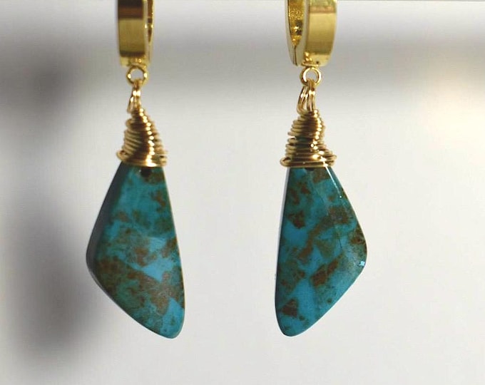 Chrysocolla Drop Earrings • Boho Gemstone Dangle Earrings • Natural Stone Jewelry