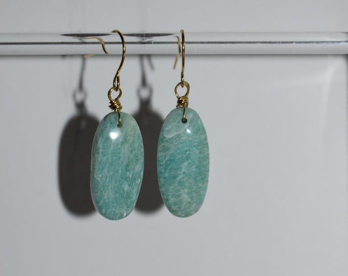 Amazonite Drop Earrings • Teal Gemstone Dangle Earrings • Natural Stone Jewelry