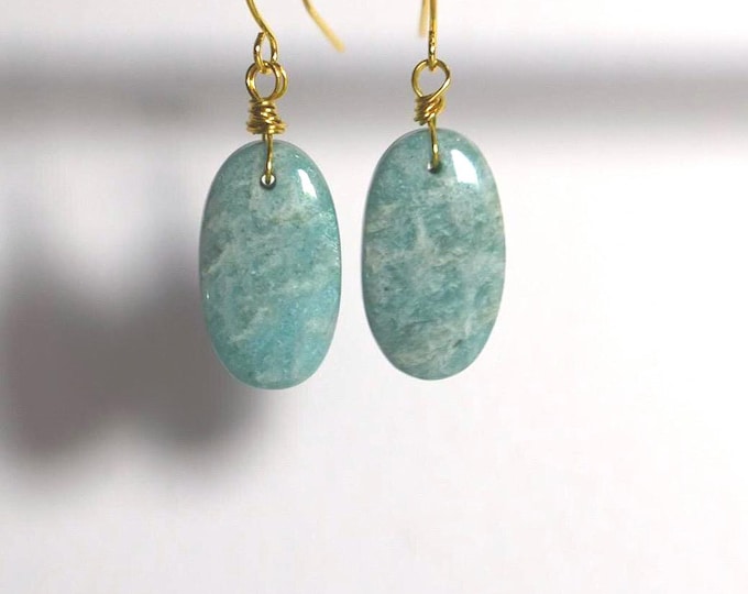 Amazonite Drop Earrings • Teal Gemstone Dangle Earrings • Natural Stone Jewelry