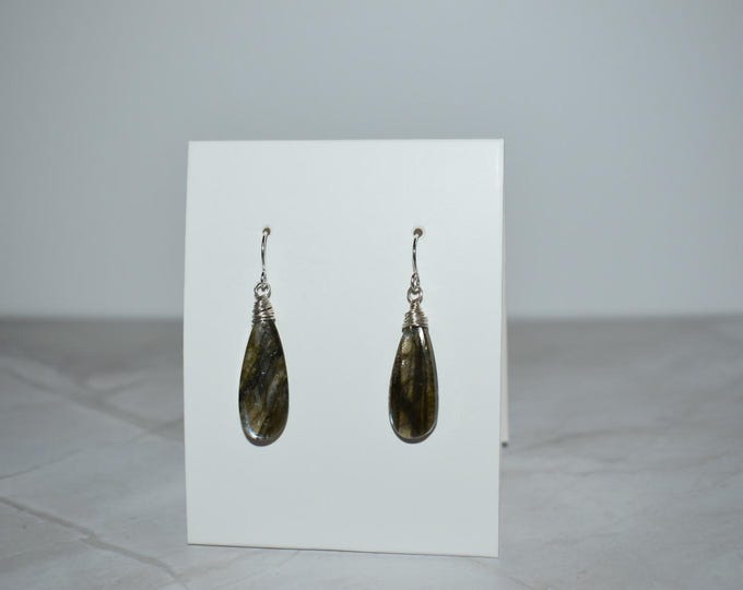Labradorite Drop Earrings • Gemstone Dangle Earrings • Natural Stone Jewelry