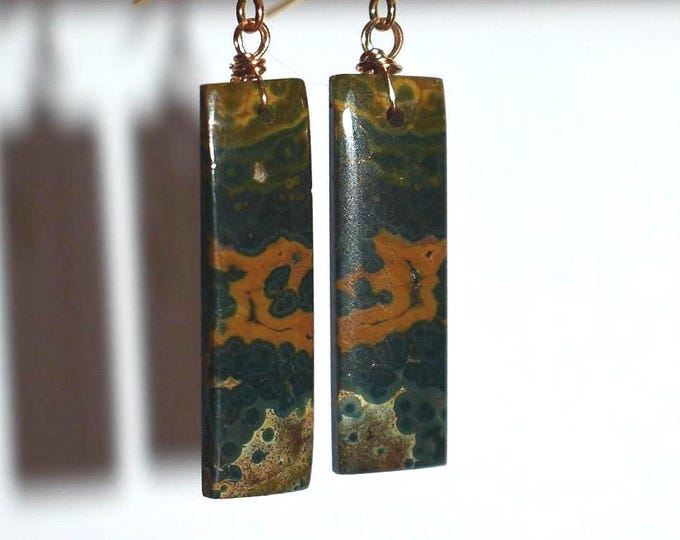 Ocean Jasper Drop Earrings • Gemstone Dangle Earrings • Natural Stone Jewelry