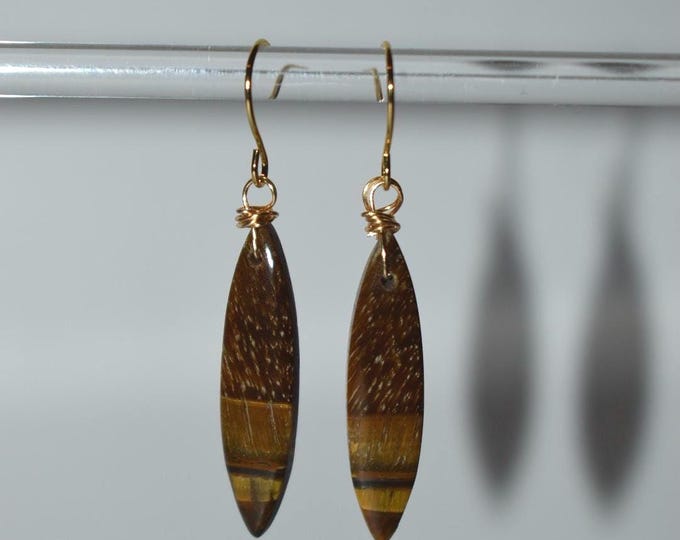 Tiger’s Eye Drop Earrings • Gemstone Dangle Earrings • Natural Stone Jewelry