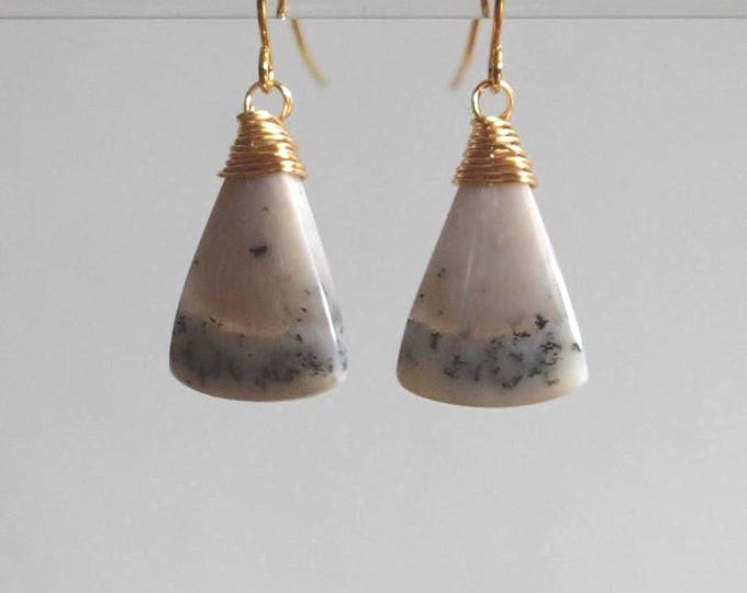 Dendritic Opal Drop Earrings • Gemstone Dangle Earrings • Natural Stone Jewelry