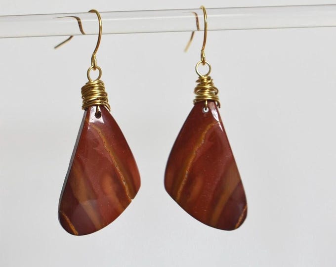 Mookaite Jasper Drop Earrings • Gemstone Dangle Earrings • Natural Stone Jewelry