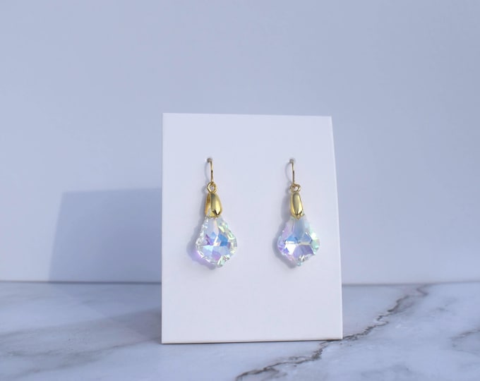 Iridescent Glass Drop Earrings • Color Shift Dangle Statement Jewelry