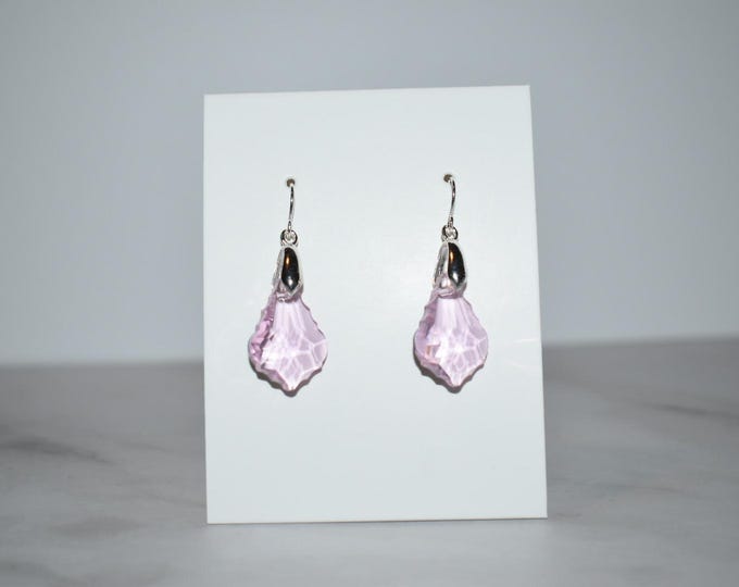 Light Pink Crystal Drop Earrings • Pink Faceted Glass Dangle Jewelry