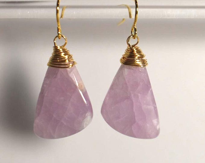 Kunzite Drop Earrings • Gemstone Dangle Earrings • Natural Stone Jewelry