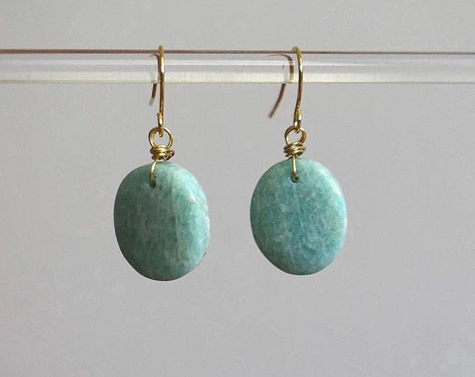 Amazonite Drop Earrings • Teal Gemstone Dangle Earrings • Natural Stone Jewelry