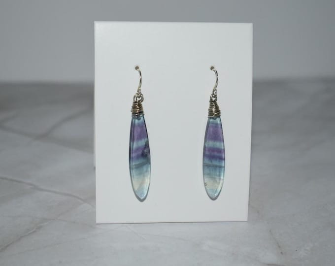 Fluorite Drop Earrings • Gemstone Dangle Earrings • Natural Stone Jewelry