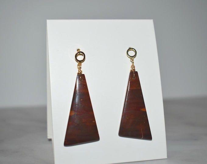 Bloodstone Drop Earrings • Gemstone Dangle Earrings • Natural Stone Jewelry