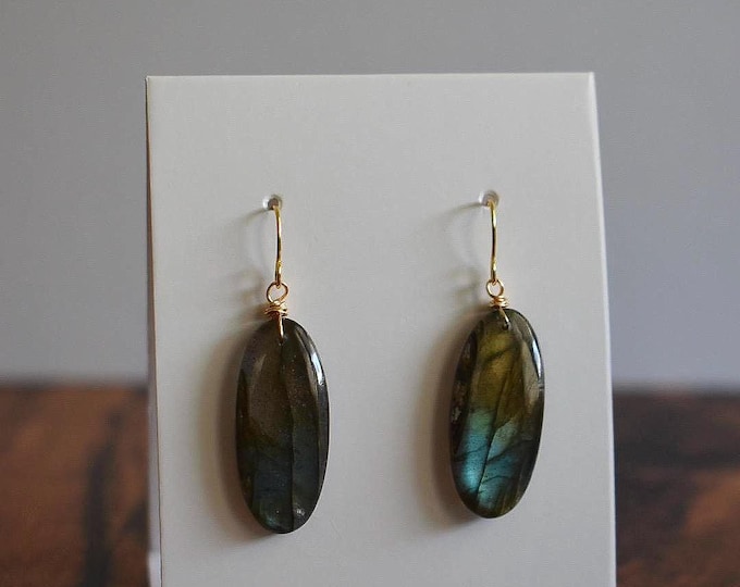 Labradorite Drop Earrings • Gemstone Dangle Earrings • Natural Stone Jewelry