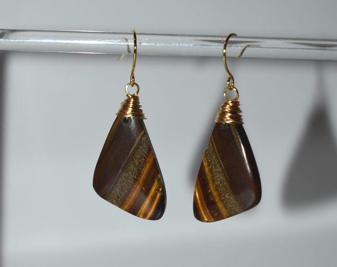 Tiger’s Eye Drop Earrings • Gemstone Dangle Earrings • Natural Stone Jewelry