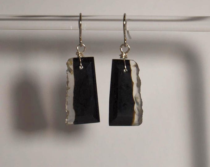 Banded Agate Drop Earrings • Gemstone Dangle Earrings • Natural Stone Jewelry