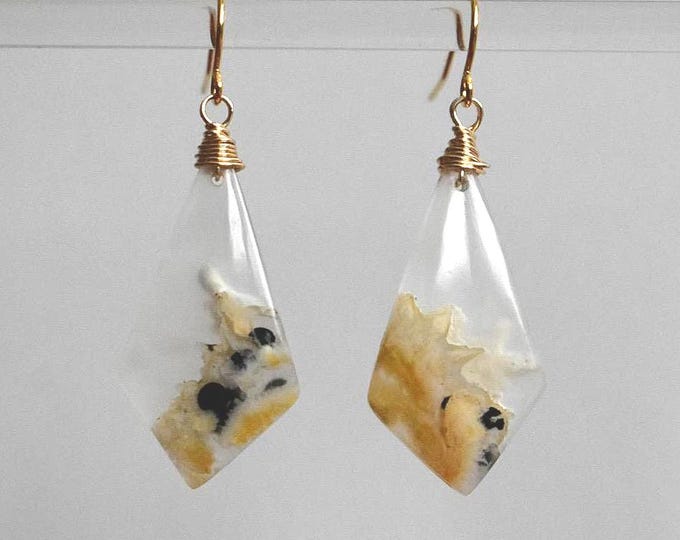 Plume Agate Drop Earrings • Gemstone Dangle Earrings • Natural Stone Jewelry