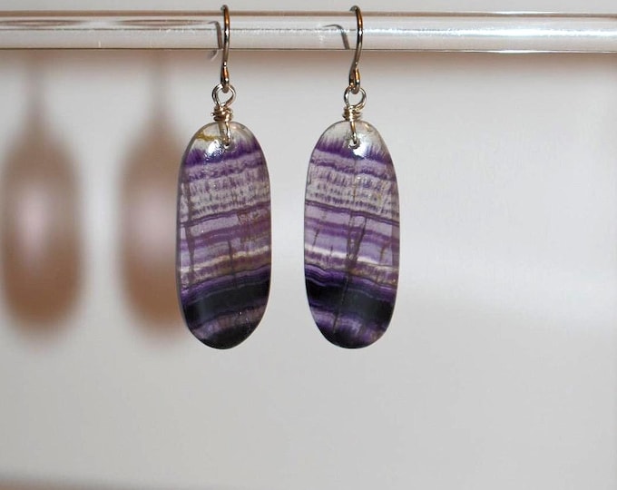 Fluorite Drop Earrings • Gemstone Dangle Earrings • Natural Stone Jewelry