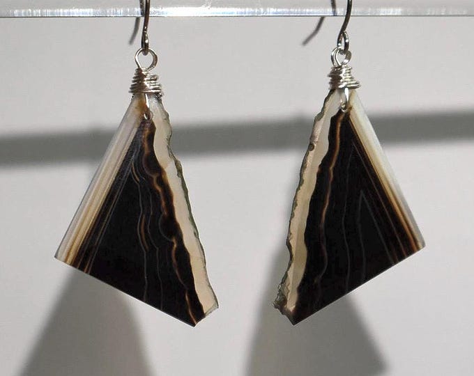 Banded Agate Drop Earrings • Gemstone Dangle Earrings • Natural Stone Jewelry