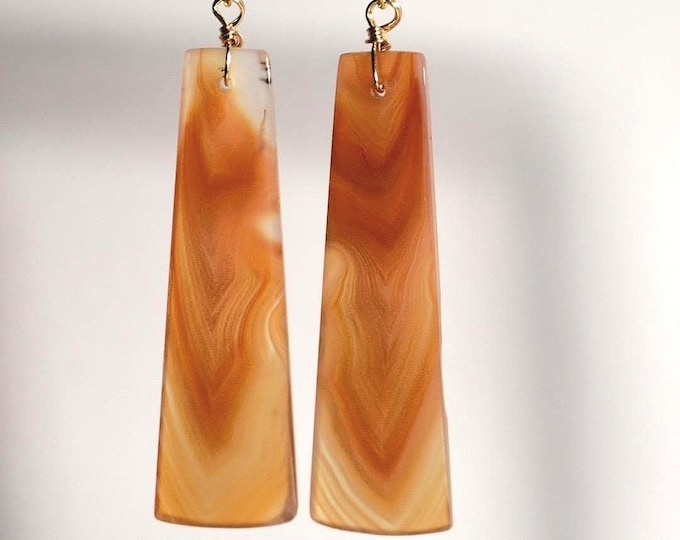Banded Agate Drop Earrings • Red Gemstone Dangle Earrings • Natural Stone Jewelry