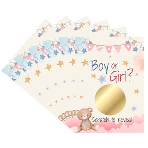 Personalized Gender Reveal Scratch Off Cards: Baby Shower Game, A6 Size