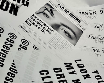 Customised Business Photoshoot Branded Paper Props | A4 Black & White Editorial Flat Lay Props