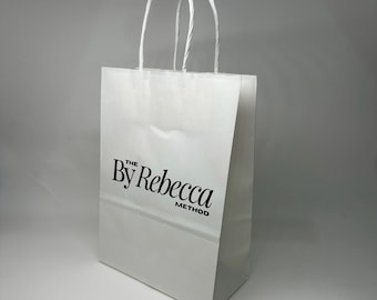 Custom Logo Gift Bags: Personalized Business Branding on White Kraft Paper