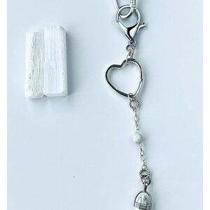 Moonstone Keychain | Heart Keychain |Crystal Point Keychain | OfaKind.Design