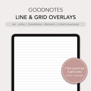 Sobreposições de linha e grade GoodNotes | A4, Carta