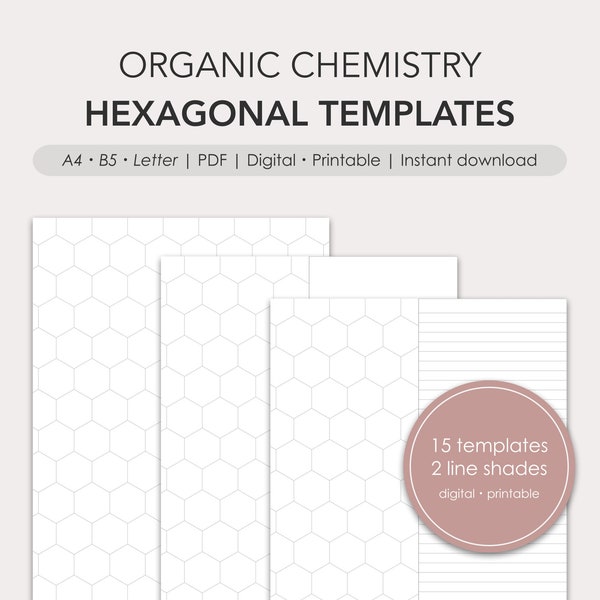 Hexagonale Organische Chemie Papiervorlagen | PDF | Digital, druckbar
