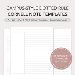 Kokuyo Campus-style dotted rule cornell note templates | PDF | Digital, Printable