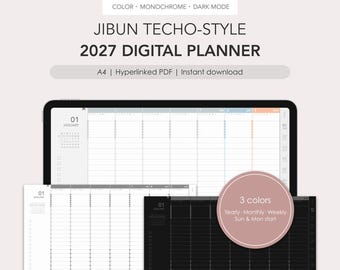 Jibun Techo-style 2027 digital planner | Monthly, Weekly | Hyperlinked PDF