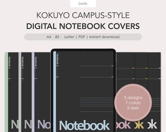 Kokuyo Campus-style digital notebook covers | Dark colors | PDF | Digital