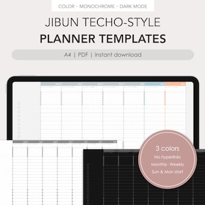 Plantillas de planificador individual estilo Jibun Techo / Mensual, Semanal / PDF