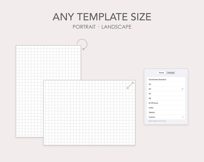 Dynamic Grid Templates for Goodnotes 6 .gntemplate Editable Size