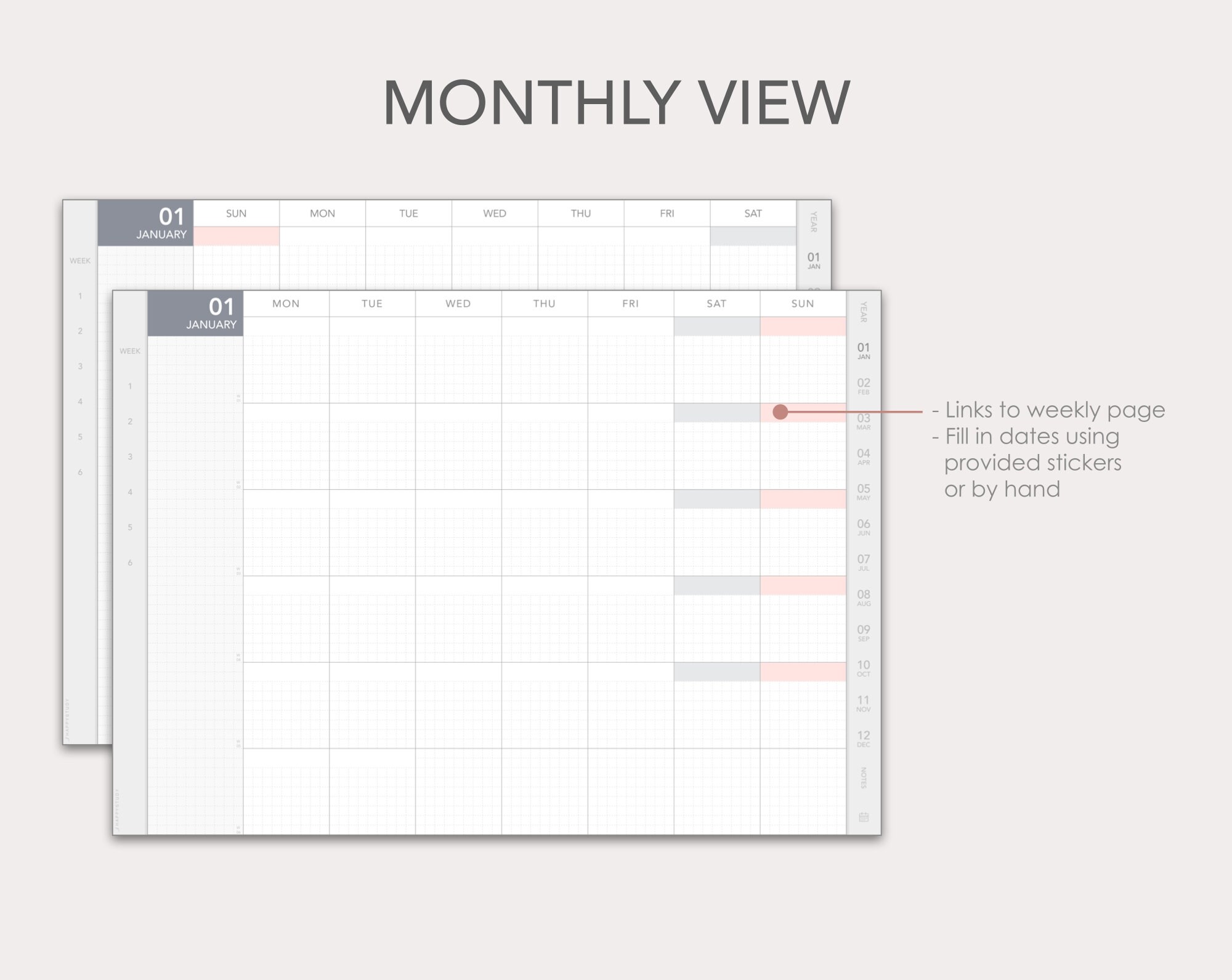 Hobonichistyle Undated Digital Planner Monthly Weekly Etsy Australia