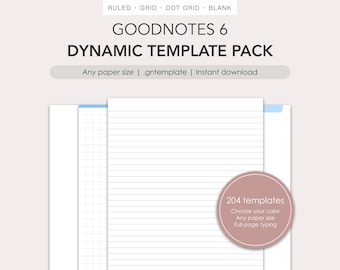 Dynamic template bundle for Goodnotes 6 | .gntemplate | Editable size and color