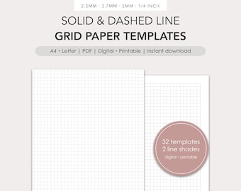 Solid & dashed line grid paper templates | PDF | Digital, Printable