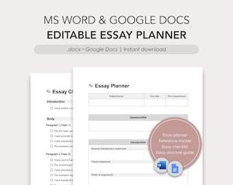Editable Essay Planner for Word and Google Docs