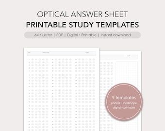 Optical answer sheet study templates | PDF | Digital, Printable
