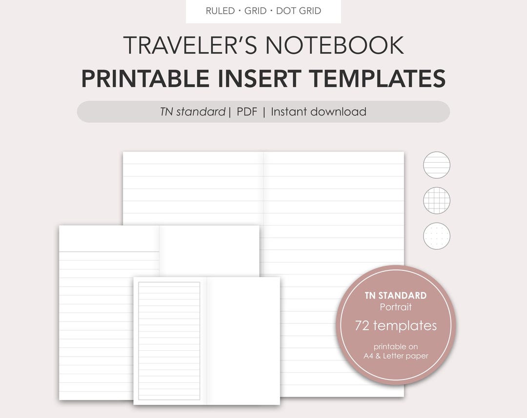 Traveler’s Notebook Printable Inserts | TN Standard | PDF - Etsy