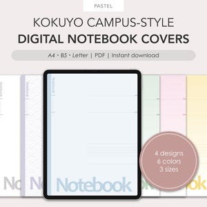 Kokuyo Campus-style digital notebook covers | Pastel colors | PDF | Digital