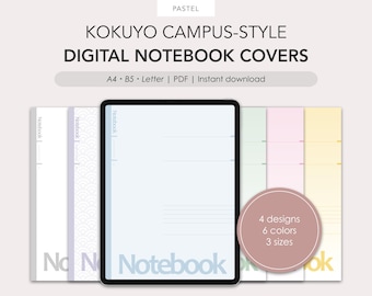 Kokuyo Campus-style digital notebook covers | Pastel colors | PDF | Digital